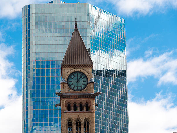 istock Architectural Contrast, Old City Hall and Modern Building 472801812
