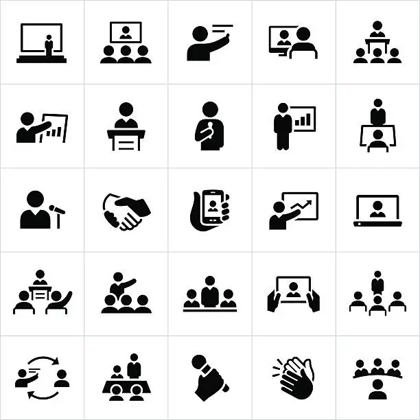 Vector illustration of Business Presentations and Meetings Icons