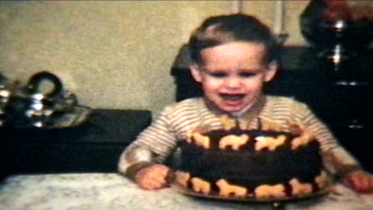 Boy Blows Out Candles On Cake (1964 Vintage 8mm)