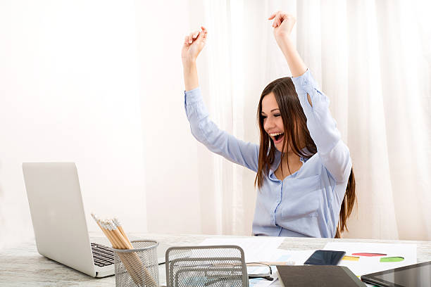 istock Happy employee making a big sale! 472805774