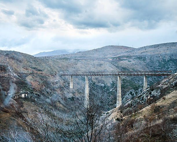 наивысший железнодорожный мост в европе, недалеко от kolasin - bar стоковые фото и изображения