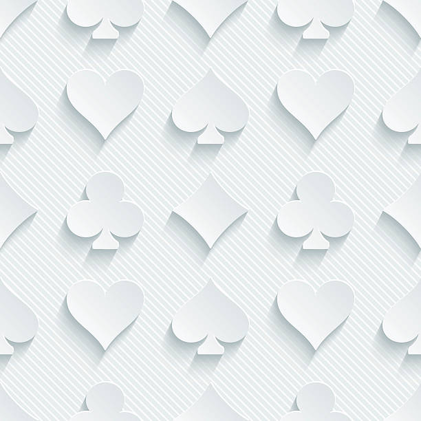 ilustrações de stock, clip art, desenhos animados e ícones de 3 d sem costura papel de parede padrão. - cards spade suit symbol heart suit