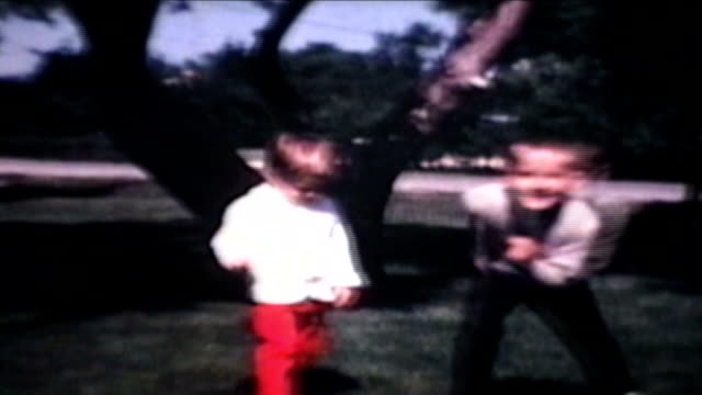 Brother And Sister Play Outside (1968 Vintage 8mm film)