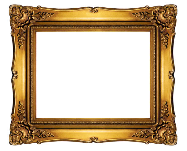 High resolution baroque style frame cutout on white isolated wit stock photo