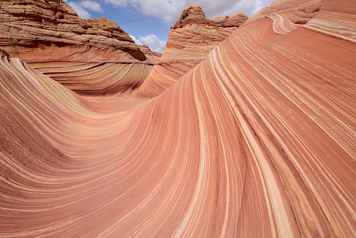 Smooth and colorful sandstone rock waves at the center of 