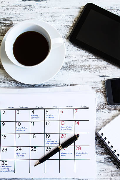 istock Checking monthly activities in the calendar 472822208