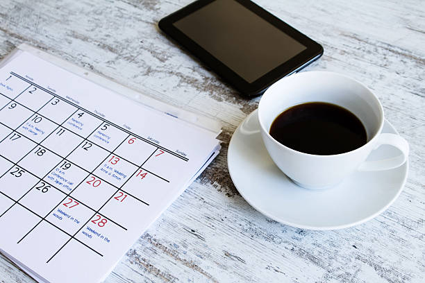 istock Checking monthly activities in the calendar 472822216