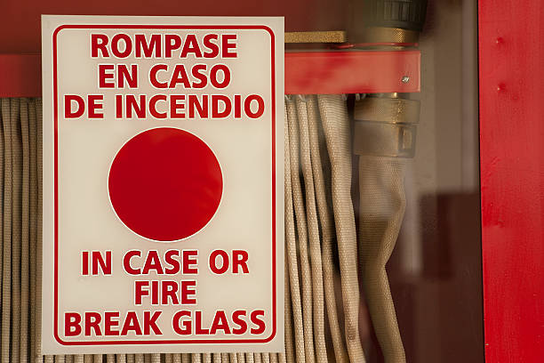 Fire Instructions in case of fire misspelled stock pictures, royalty-free photos & images