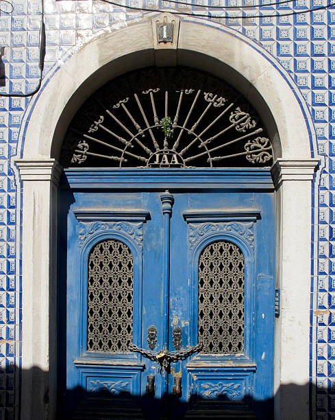 istock Antique blue wooden door. 472823034
