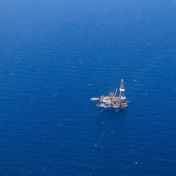 istock Aerial View of Offshore Jack Up Drilling Rig 472823156
