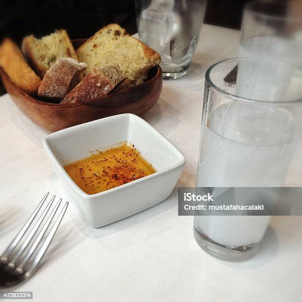 Turkish Raki With Fresh Bread Stock Photo - Download Image Now - 2015, Alcohol - Drink, Appetizer