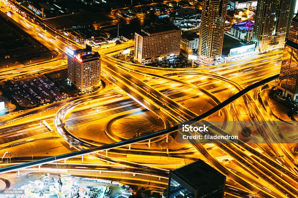 Sheikh Zayed Road Image of Sheikh Zayed Road during the night. 2015 Stock Photo