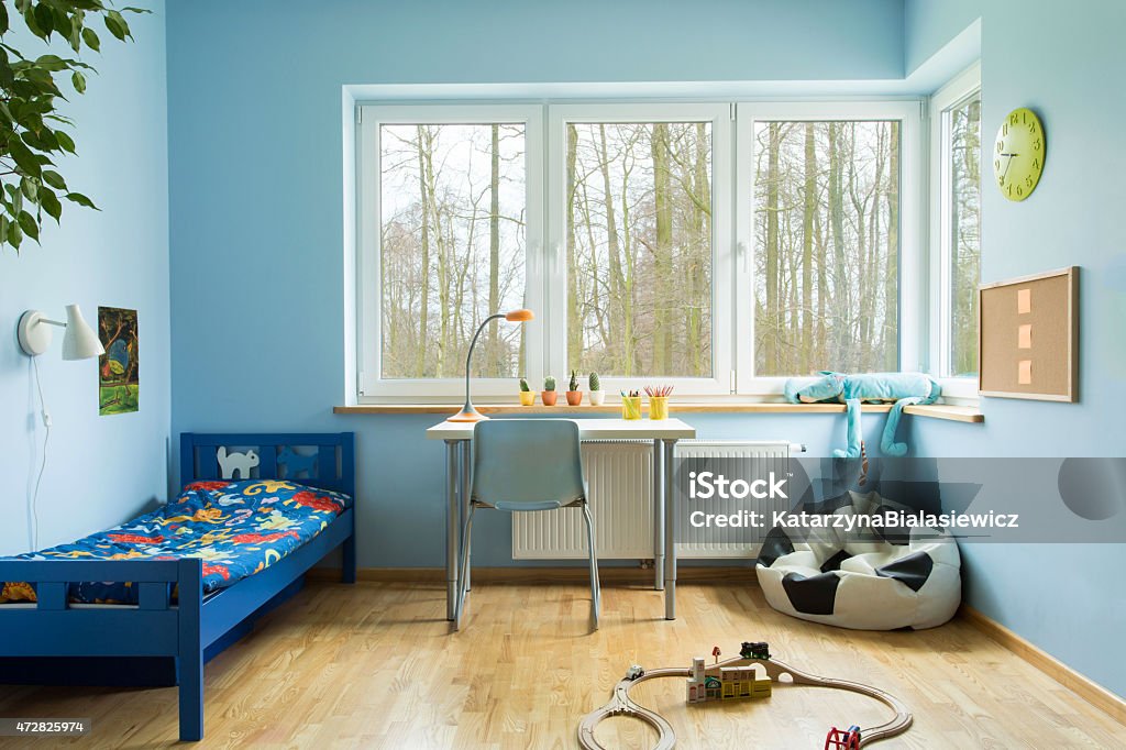 Boy toddler room Ball shape sofa in boy toddler room Child Stock Photo