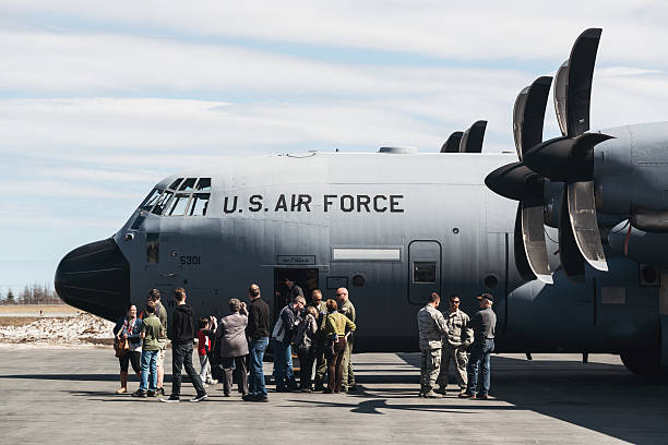 Goffs, Canada - May 3, 2015: U.S. Air Force crew members with the 53rd Weather Reconnaissance Squadron, also known as the \