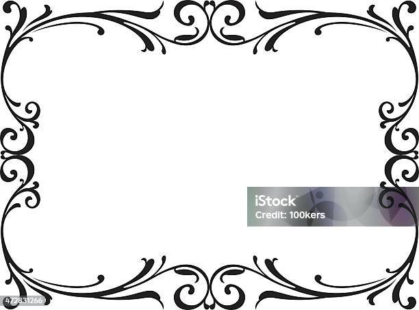Calligraphy Penmanship Curly Baroque Frame Black Stock Illustration - Download Image Now - 2015, Abstract, Arabic Style