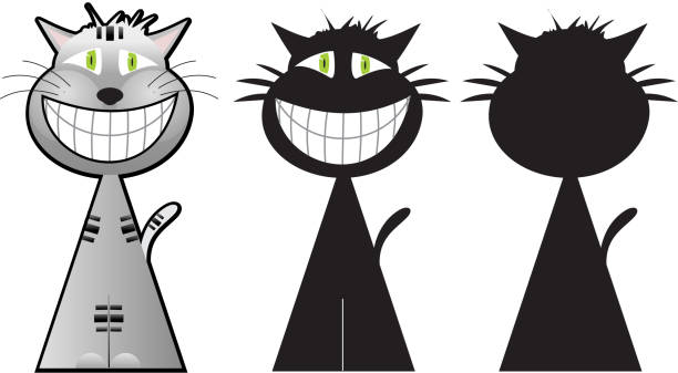 Cheshire cat three shapes vector art illustration