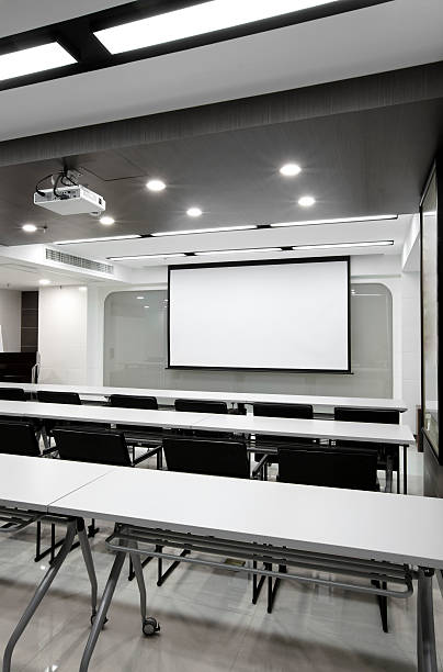 istock Clean simplicity office conference room interiors 472840750