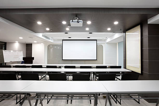 istock Clean simplicity office conference room interiors 472840772