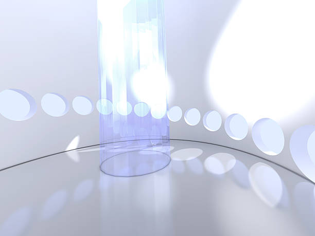 istock Futuristic modern round indoor with glass 472843994