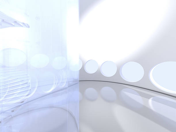 istock Futuristic modern round indoor with glass 472843996