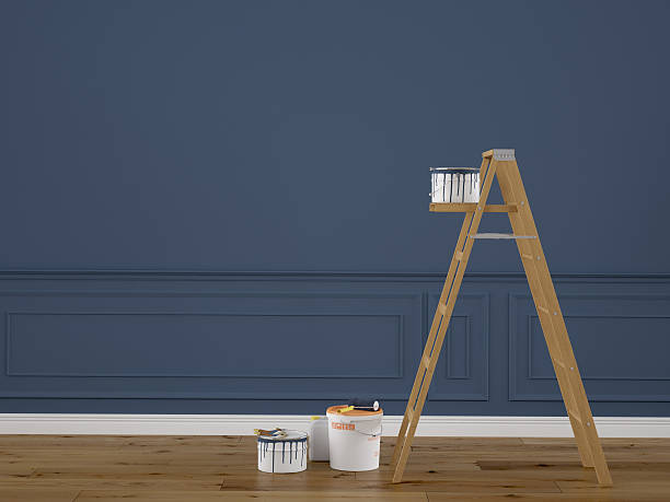 istock Painting walls in room with ladder during renovation. 3d rendering 472845780