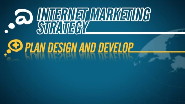Internet Marketing Strategy video illustration on blue in HD