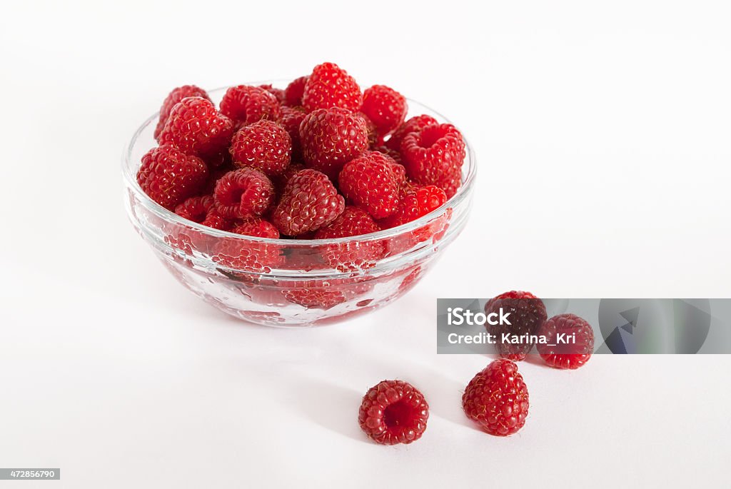 Fresh raspberries. Fresh raspberries in a glass bowl. 2015 Stock Photo