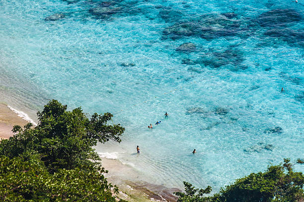 istock Aerial view of people on beach 472857372