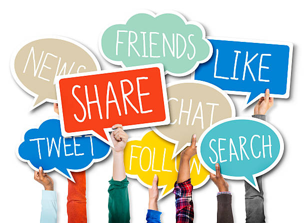 istock Diverse Hands Holding Colorful Speech Bubbles with Words 472857644