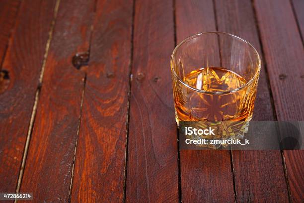 Whisky On Wood Stock Photo - Download Image Now - 2015, Alcohol - Drink, Amber