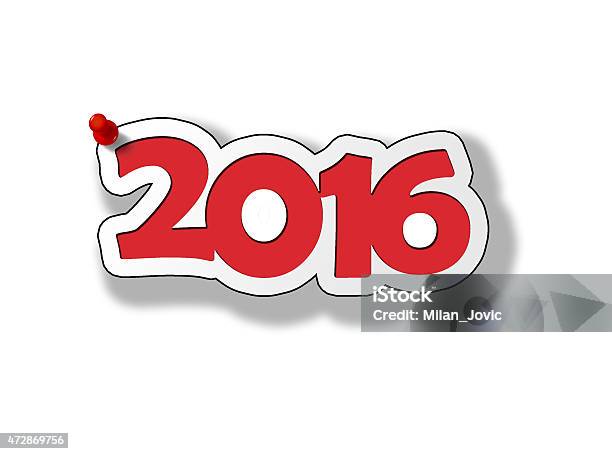 Red 2016 Pushpin Stock Photo - Download Image Now - 2000, 2015, 2016