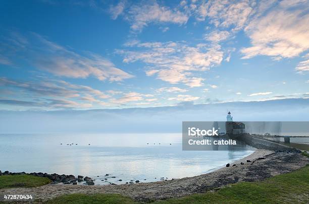 White Lighthouse In Morning Stock Photo - Download Image Now - 2015, Architecture, Beach