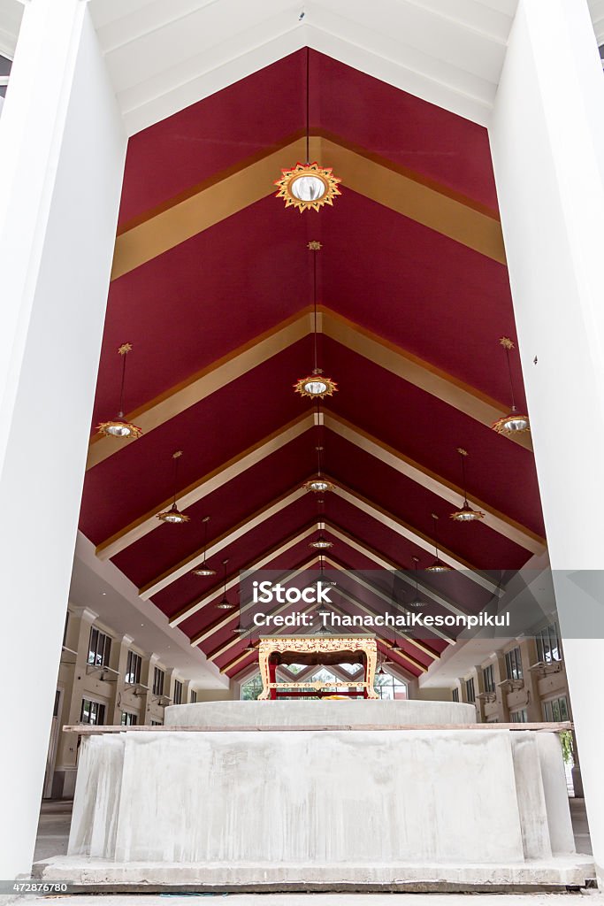 Thai temple - interior Buddhist temple interior in bangkok Thailand. Public place 2015 Stock Photo