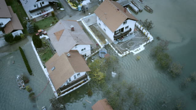 Aerial shot of flooded area