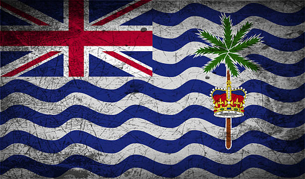 bandeira de território britânico do oceano índico com velho textura. - british indian ocean territory imagens e fotografias de stock
