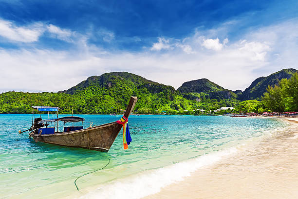 istock Long tail boat on tropical beach, Krabi, Thailand 472889408