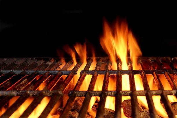 istock Hot Flaming Charcoal Grill 472889722