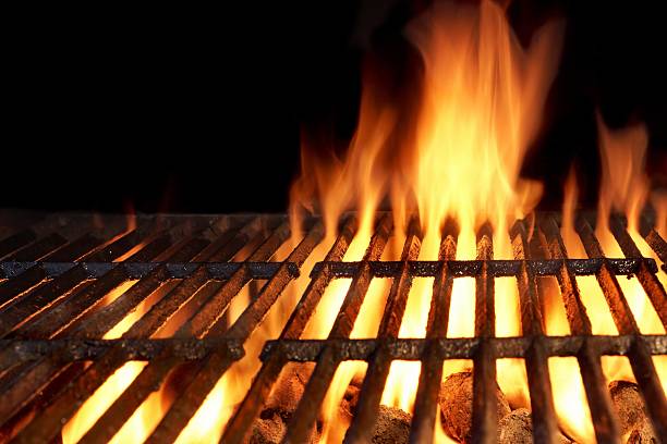 istock Hot Flaming Charcoal Grill 472889726
