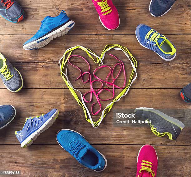 fordomme sofa kran A Mixture Of Running Shoes With A Heart In The Middle Stock Photo -  Download Image Now - iStock