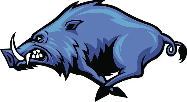 Vector illustration of Running wild hog mascot