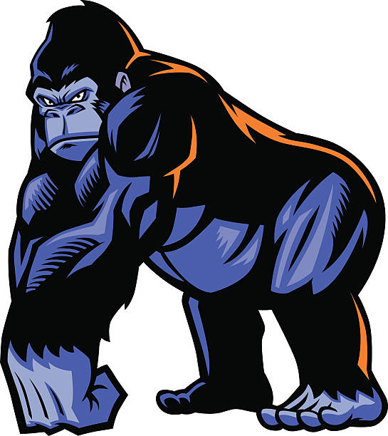 ilustrações, clipart, desenhos animados e ícones de gorila mascote - university education screaming shouting