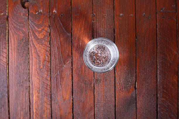 Ice coffee on wood