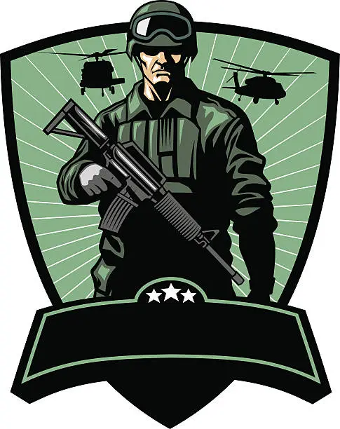 Vector illustration of soldier with rifle