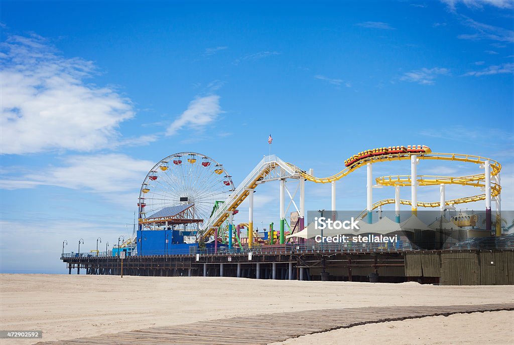 Santa Monica Beach and Pier Santa Monica Beach and Pier. Santa Monica Pier Stock Photo