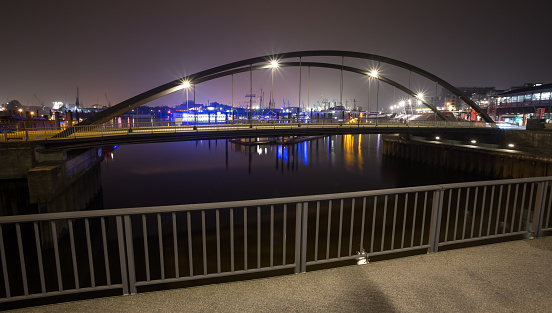 hamburg german harbor bridges at night