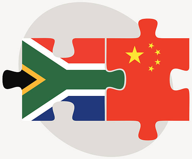 ilustraciones, imágenes clip art, dibujos animados e iconos de stock de sudáfrica y china flags en puzzle - south africa africa african music african descent