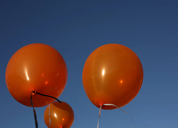 istock Two Large Balloons, One Small Balloon with Blue Sky 472905550