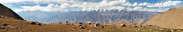 Panoramic view from Ladakh Range to Stok Kangri Range Panoramic view from Ladakh Range to Stok Kangri Range - Ladakh - Jammu and Kashmir - India stok kangri stock pictures, royalty-free photos & images