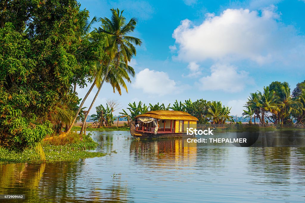 Backwaters of Kerala Houseboat on Kerala backwaters - India Kerala Stock Photo