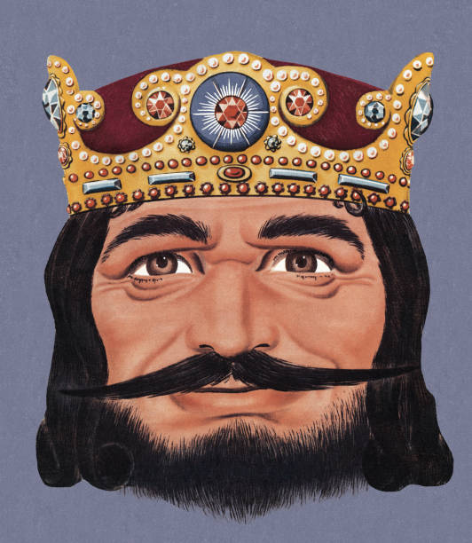 ilustraciones, imágenes clip art, dibujos animados e iconos de stock de barbudo con cama king - color image colored background close up human face